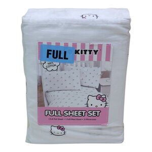 Hello Kitty Full Sheet Set Cotton Full Double White and Pink Jay Franco